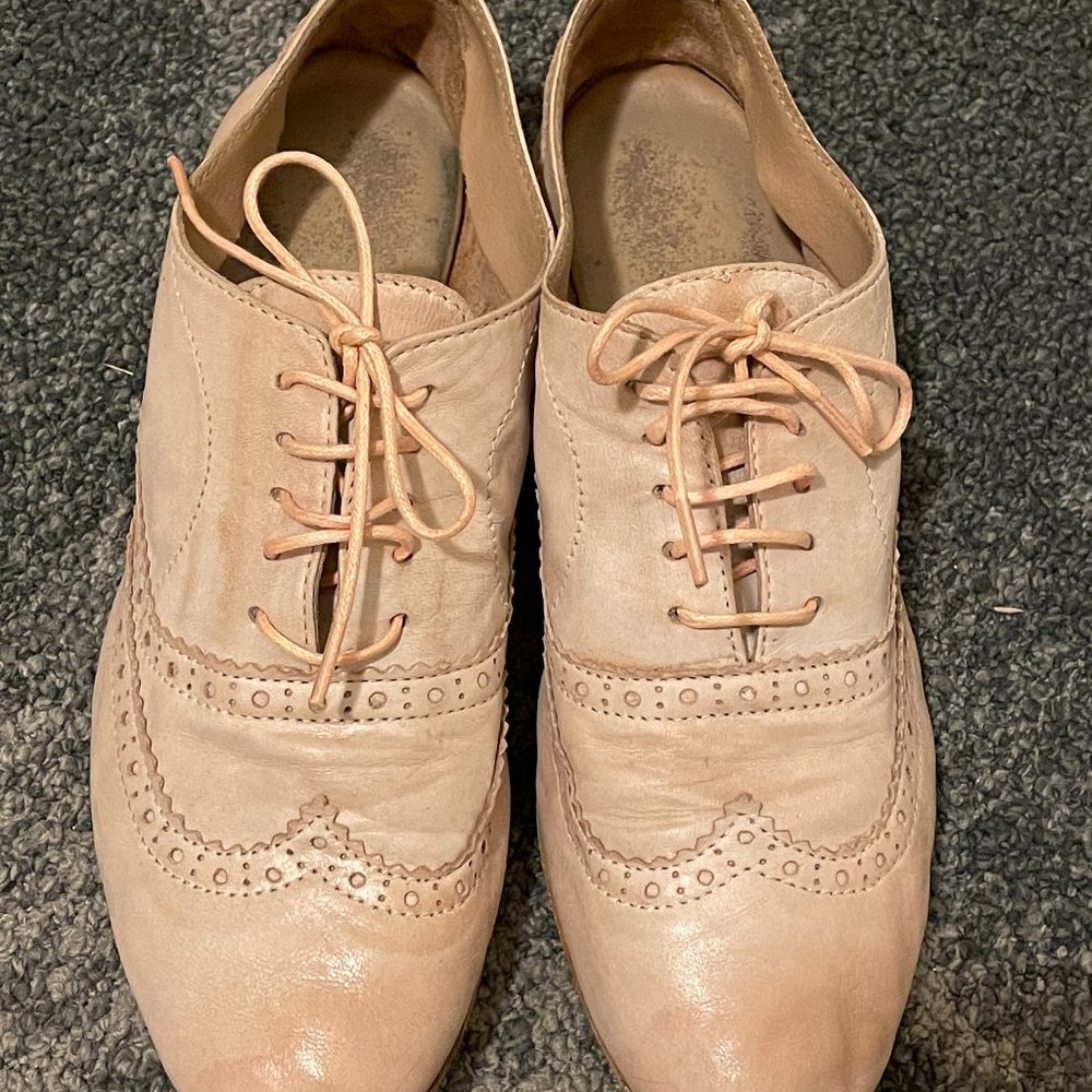 Mercanti Fiorentini dusty pink wingtip lace oxford, Soft Genuine Leather